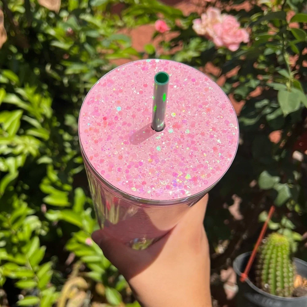 Pink glitter lid - Picture 1 of 3